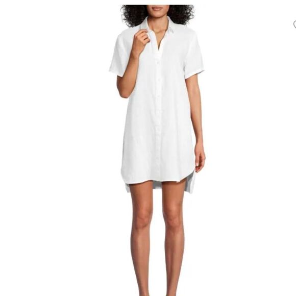 JAMES PERSE 100% Linen Mini Shirtdress White Size 2 Medium - Picture 1 of 10